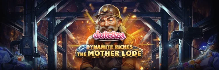 Tampilan visual slot Dynamite Riches The Mother Lode dengan latar belakang tambang emas.
